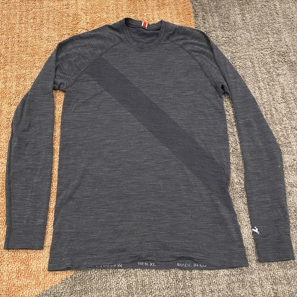 Tracksmith Brighton Base Layer Shirt Mens XL Gray Wool Blend Long Sleeve Running - Picture 2 of 7